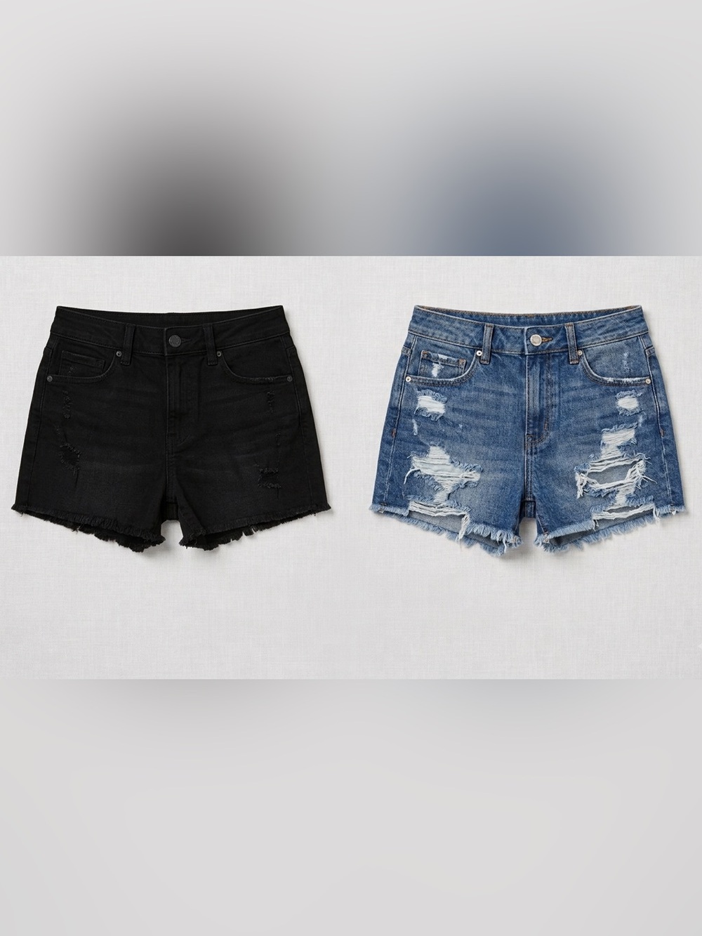 No Boundaries Distressed High-Rise Jean Shorts Lot Blue & Black Womens Size 1